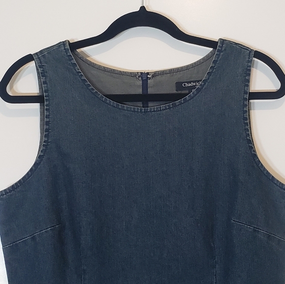 Chadwicks Denim Blue Jean Midi Dress Sleeveless Sheath Size 10T - Picture 3 of 11